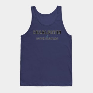 Charleston South Carolina Beach City Lettering with a Sailboat Graphic Tank Top